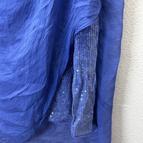 H Trend Made In Italy Purple Silk Floaty Top Sequins Y2K Cowl Neck Lagenlook - Picture 4 of 8